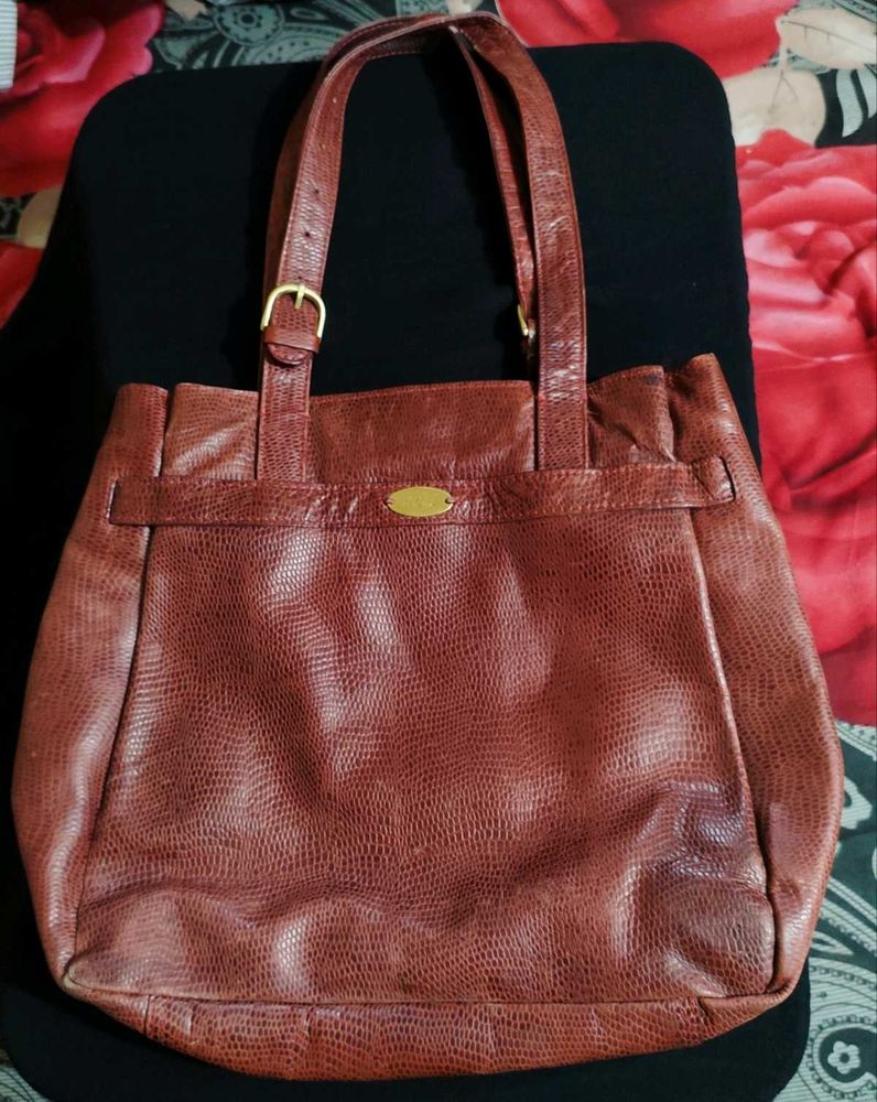 Stylish Brown Textured Handbag