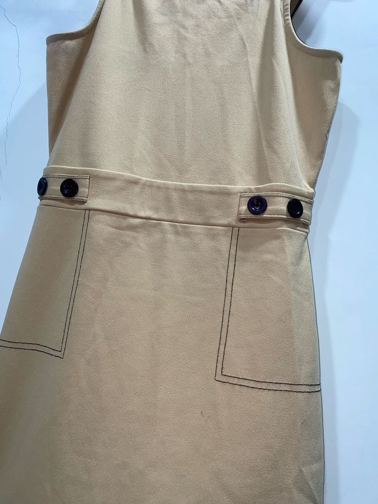 Retro Button-Detail Pinafore Dress