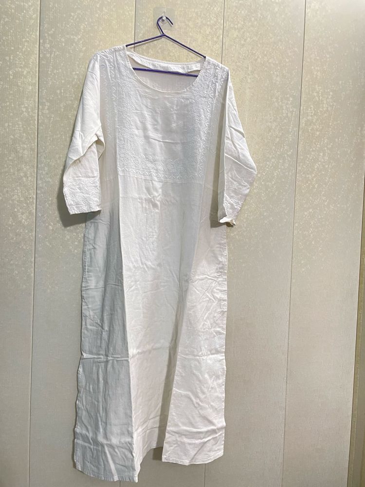 Elegant White Cotton Kurta