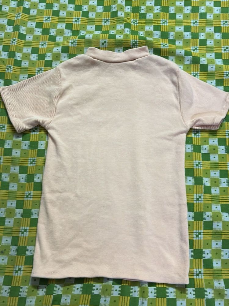 Light Peach Mock Neck Top
