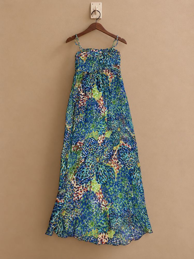 Zara Chic Multicolour  Print Spaghetti Maxi Dress