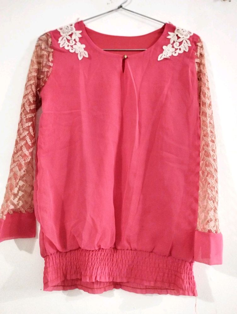Balloon Top With Designer Sleeves For Girls