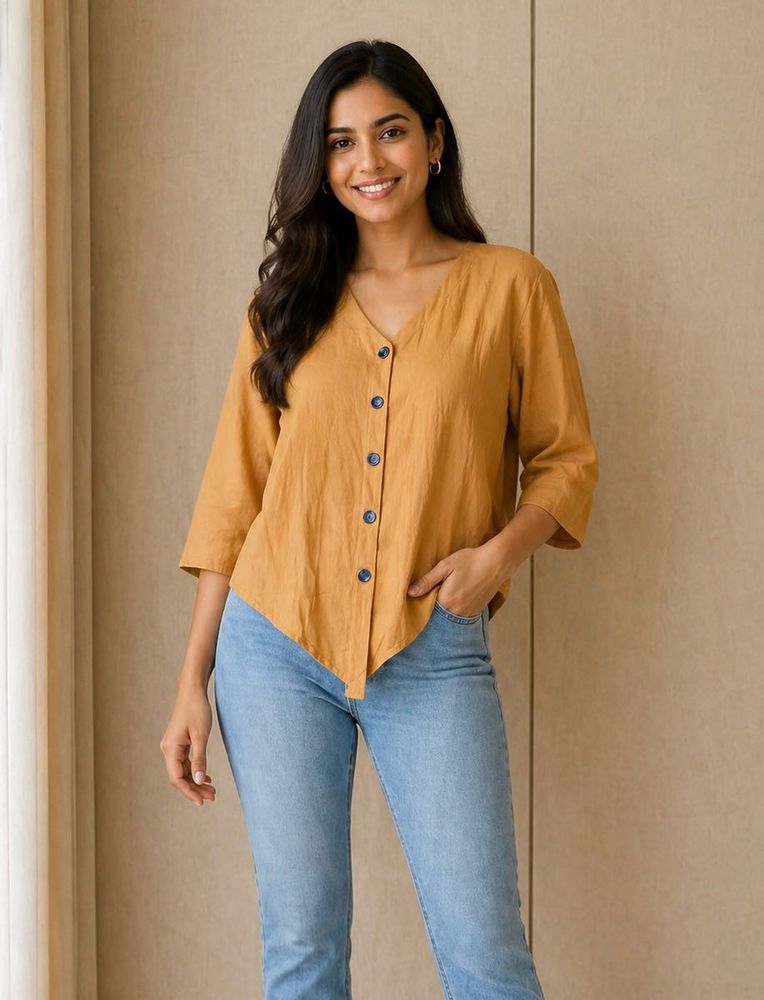 Mustard Yellow Button-Up Tunic