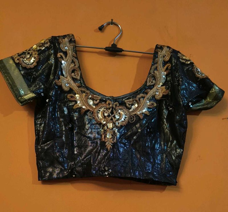 BLACK BLOUSE WITH COPPER WORK
