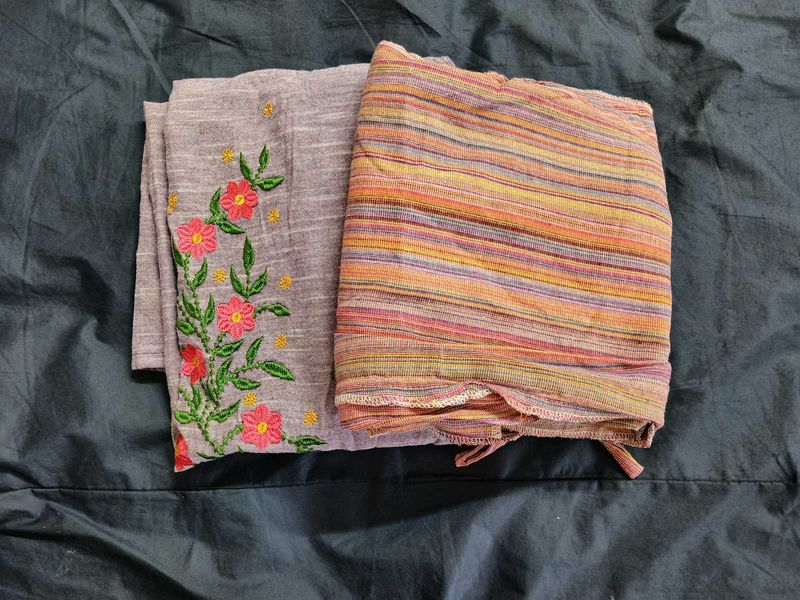 Embroidered Dupatta with Stripes