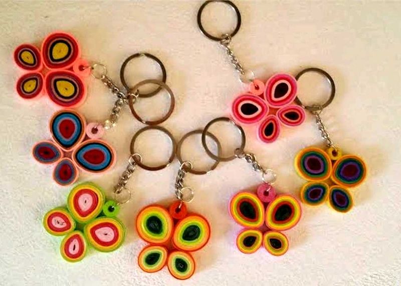 Quilled Butterfly Keychains (Set of 7)