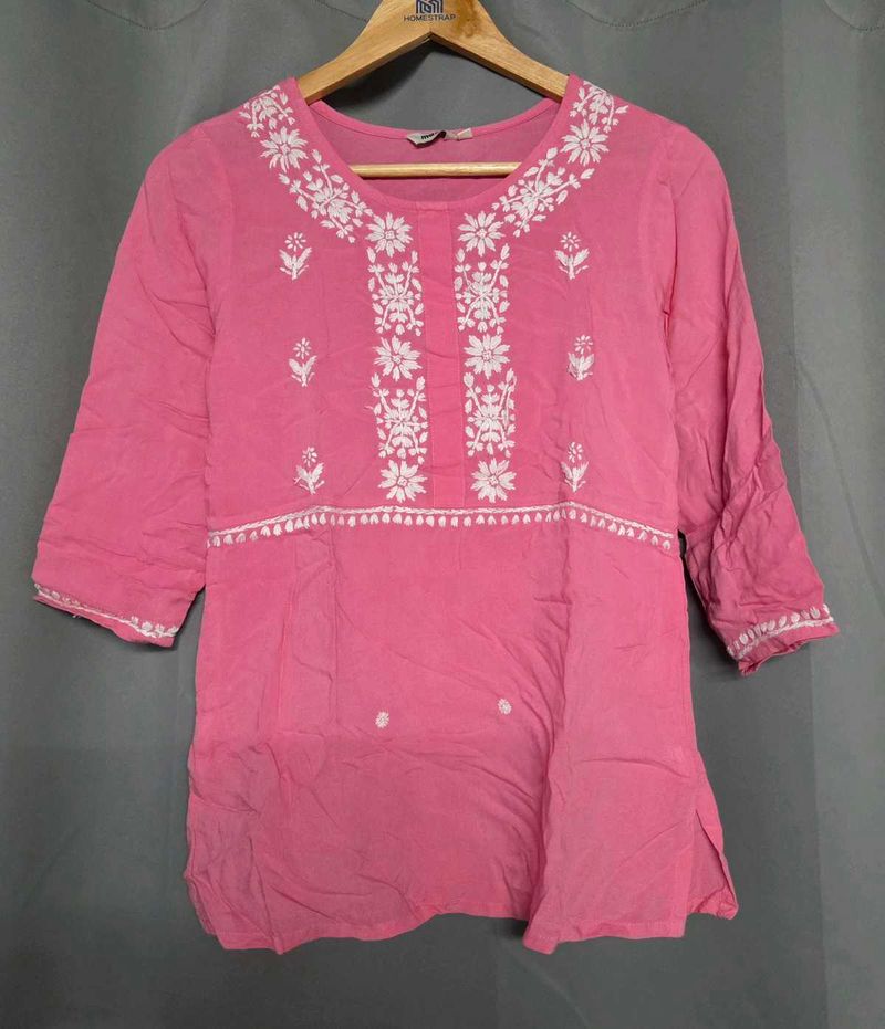 Pink Embroidered Kurta