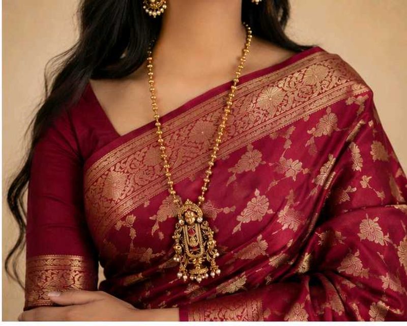 Traditional Temple Design Long Haram Necklace for