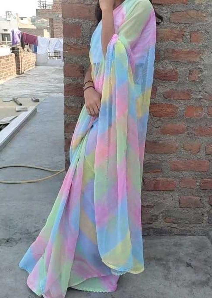 Pastel Tie-Dye Saree