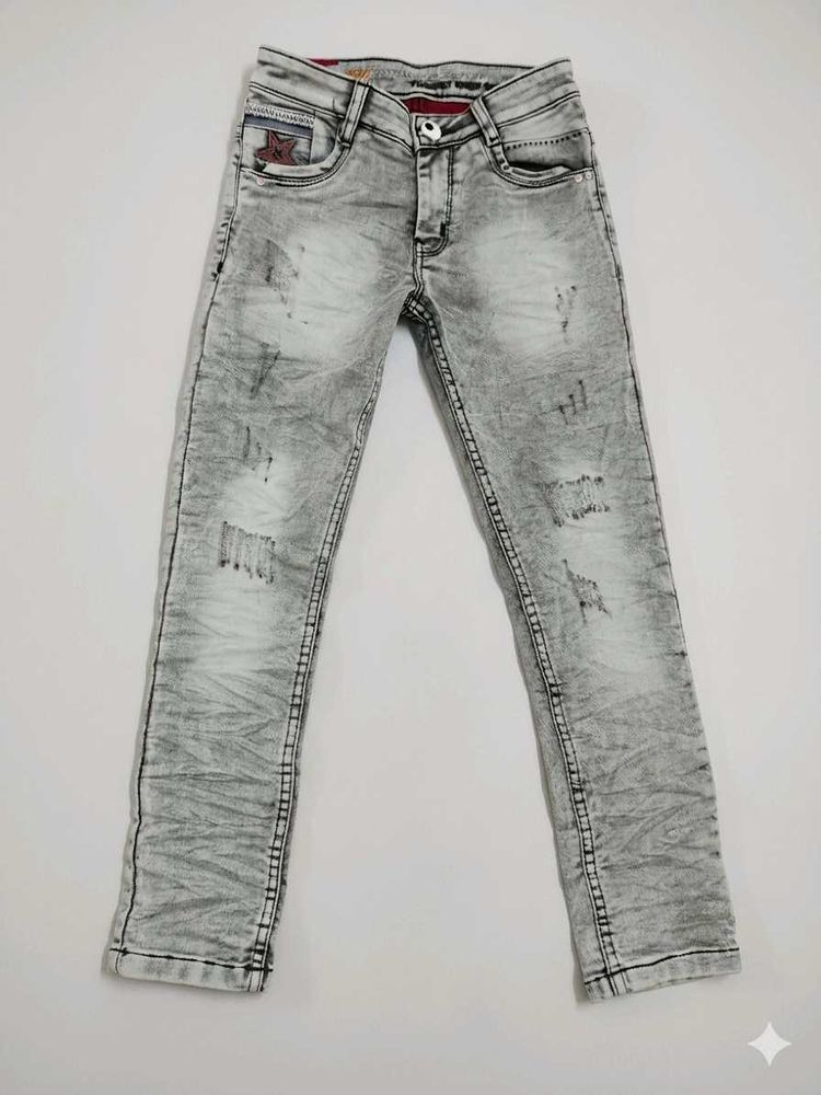 Grey Distressed Denim Jeans