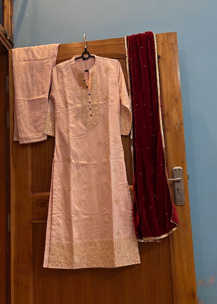 Elegant Peach Salwar Kameez Set