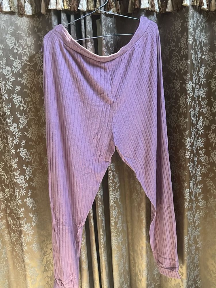 Purple Ribbed Lounge Pants
