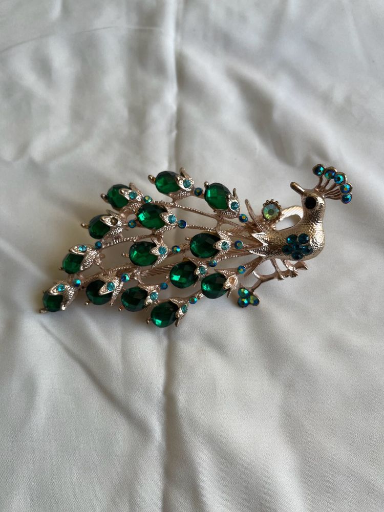 Peacock Gem Brooch Pin