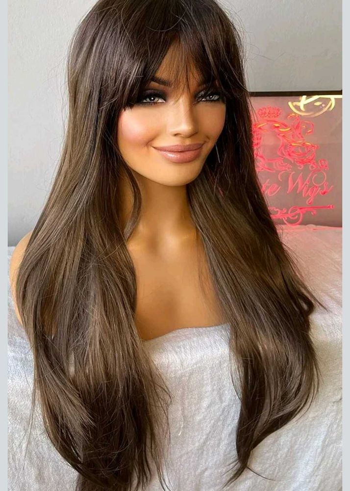 Brown Wig with Bangs