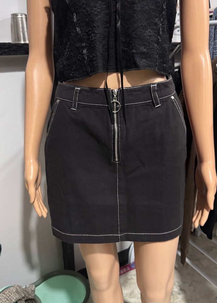 Black Mini Skirt with Zipper Detail