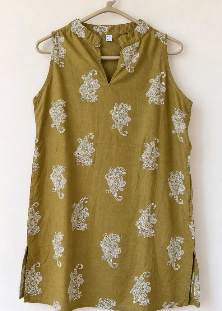 Mustard Paisley Print Kurta