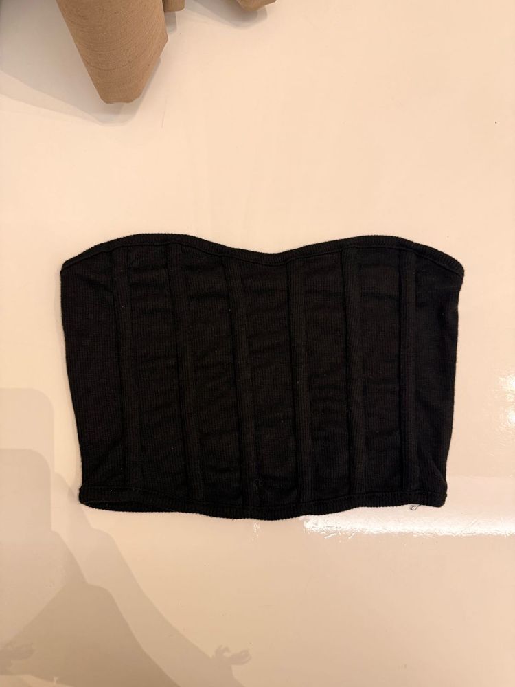 ❗️Black Ribbed Corset Tube top ❗️