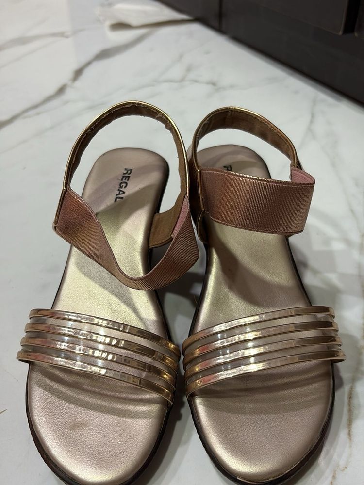 Regal Gold Wedge Sandals