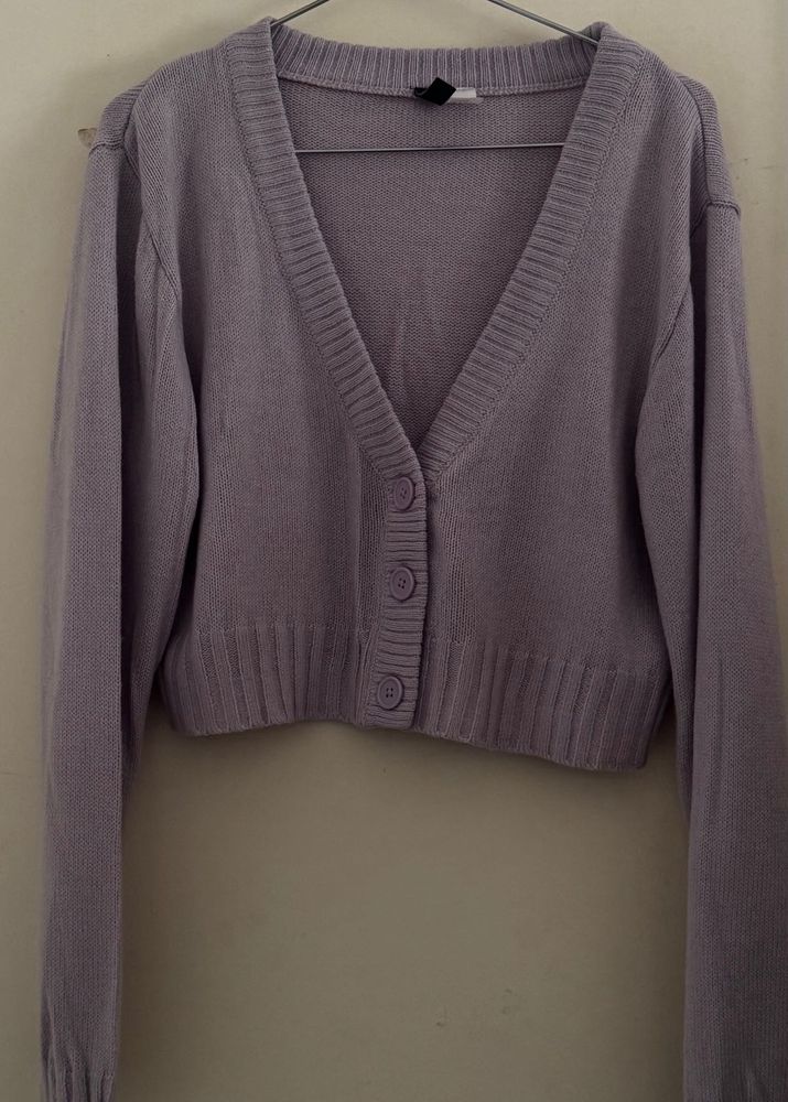 Cropped Lavender Cardigan