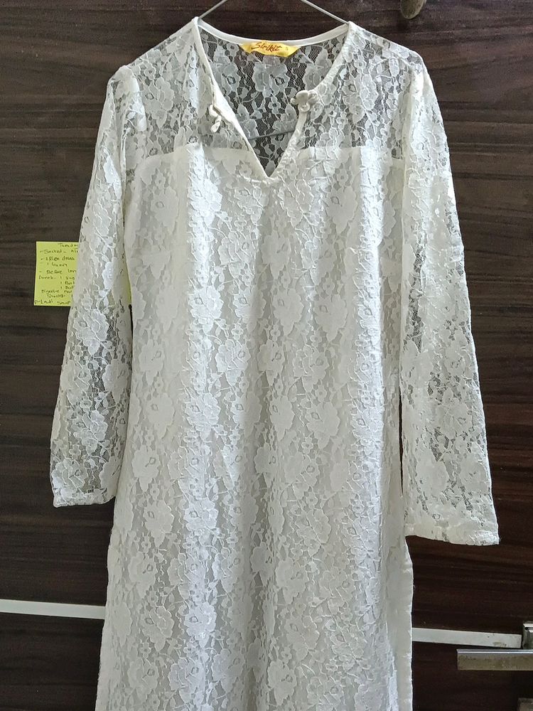 SIRIKIT WHITE NET KURTA