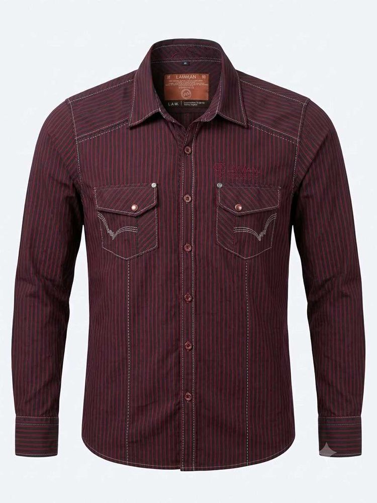 Men's Striped Western Shirt