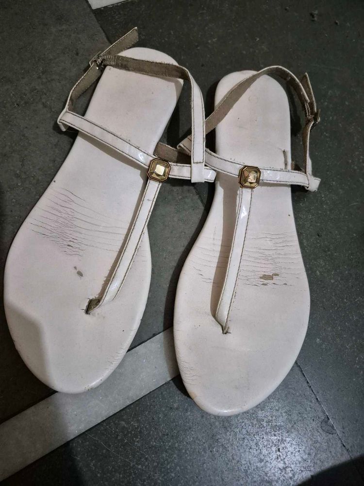 White Flat Sandals