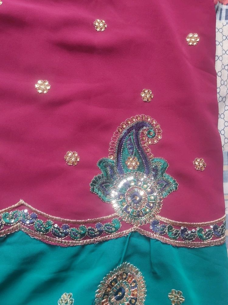 Chamki Double Colour Saree