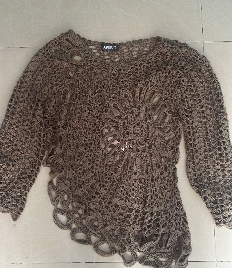 Off shoulder Boho Crochet Knit Top