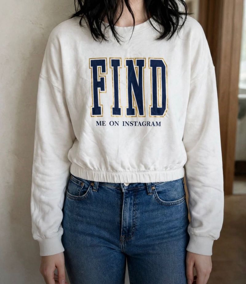 White Cropped "FIND ME ON INSTAGRAM" Top