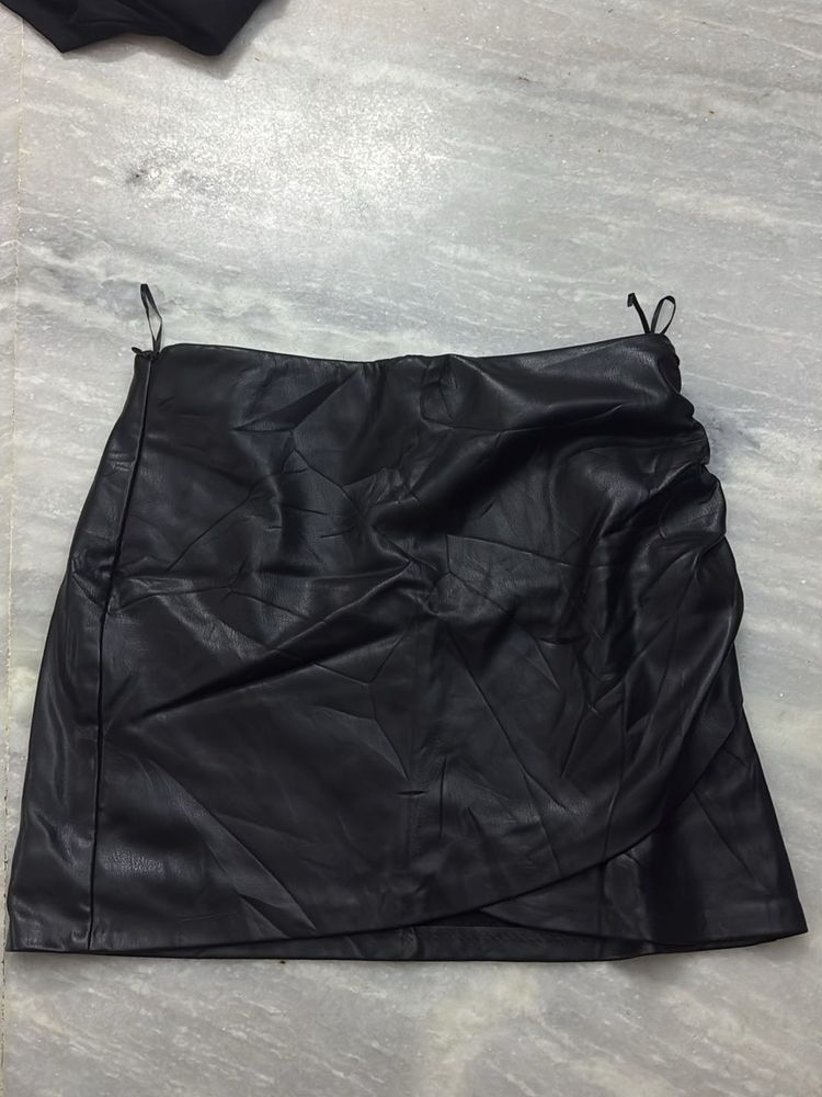 Black Faux Leather Mini Skirt