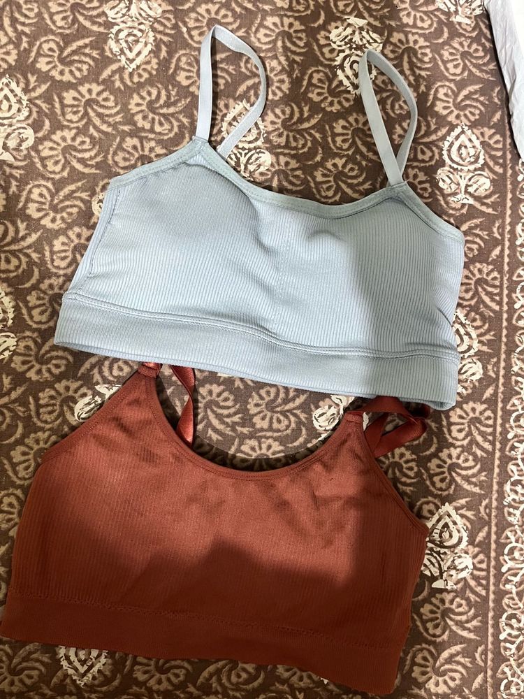 Comfortable Ribbed Sports Bras - Set of 2