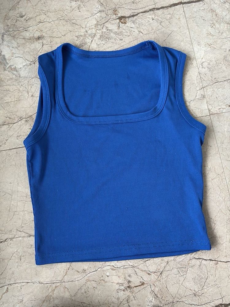 Vibrant Blue Square Neck Tank Top