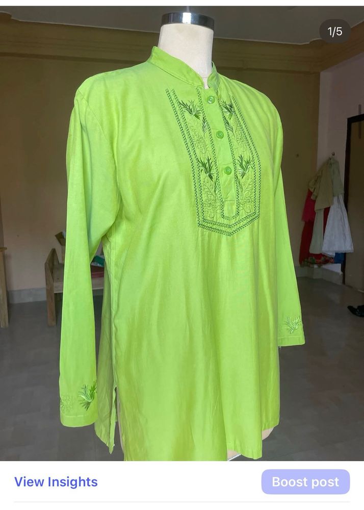 Lime Green Embroidered Tunic