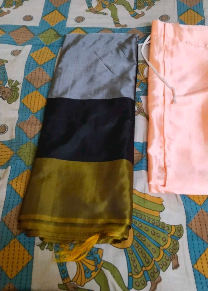 Elegant Silk Blend Saree with Blouse Petticoat Fre