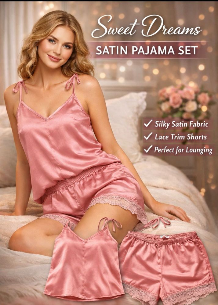 Peach Satin Pajama night suit