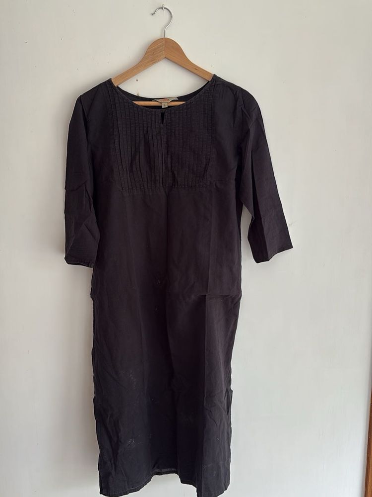 Elegant Black Cotton Kurta