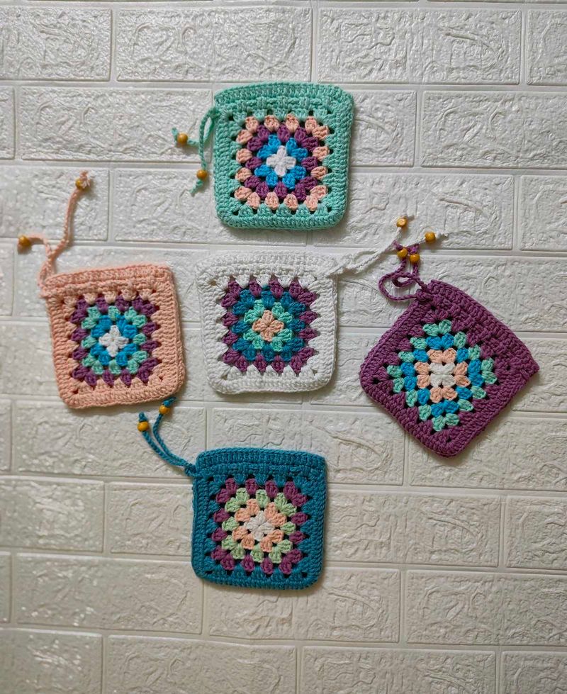 Handmade Granny Square Potli Bag