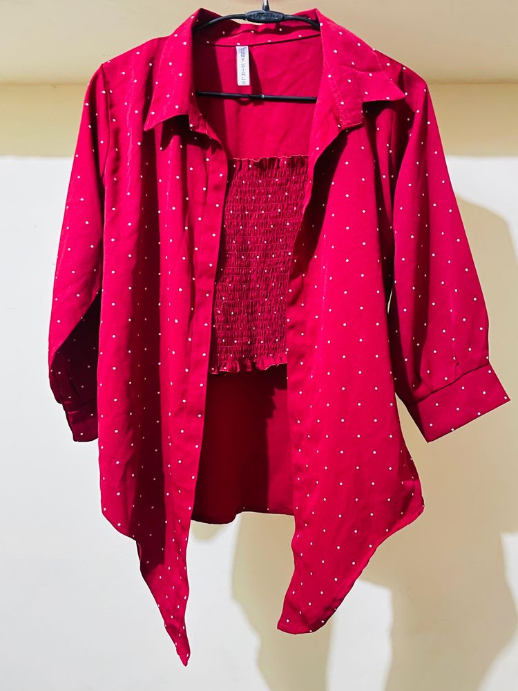 Polka Dot Srug With Crop Top