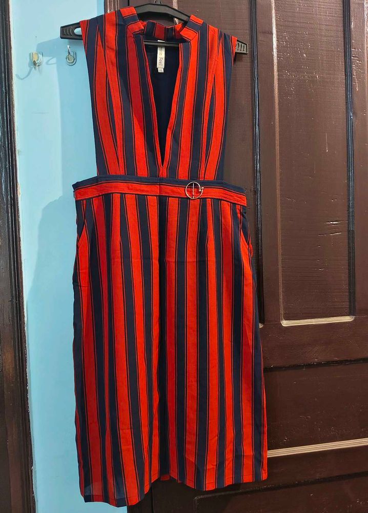 Chic Striped A-Line Midi Dress