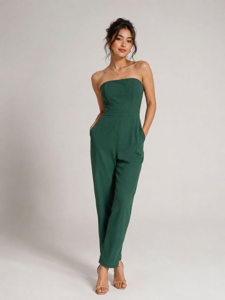 Green Strapless Jumpsuit