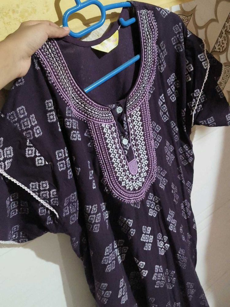 Vibrant Purple Printed nighty