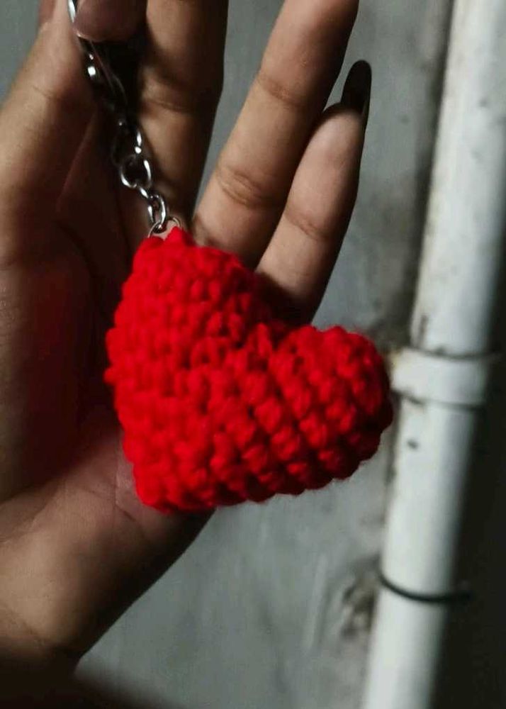 Crochet Heart Keychain