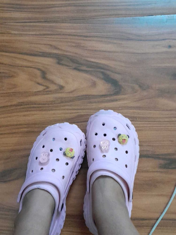 Cute Pink Clogs with Charms