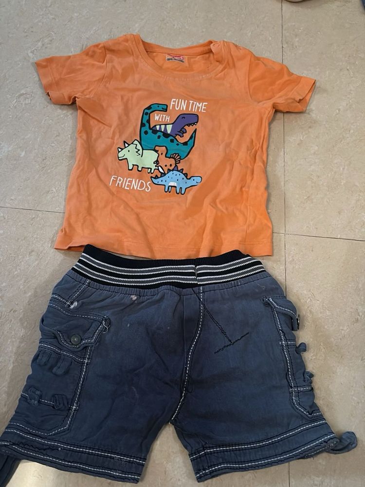 Cute Dinosaur T-Shirt &amp; Shorts Set
