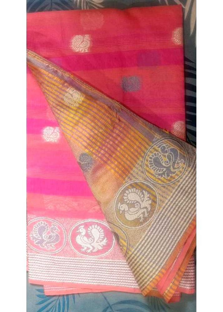 Beautiful Pink Saree with Peacock Motif
