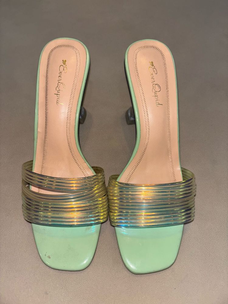 Chic Mint Square Toe Heels
