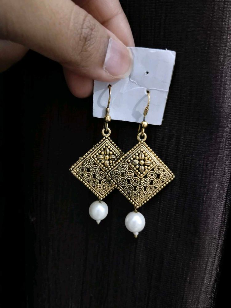 Ethnic Jhumka Earrings with Pearls