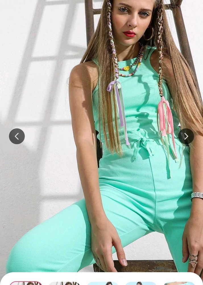 Tokyo Talkies Mint Green Halter Neck Co-ord Set