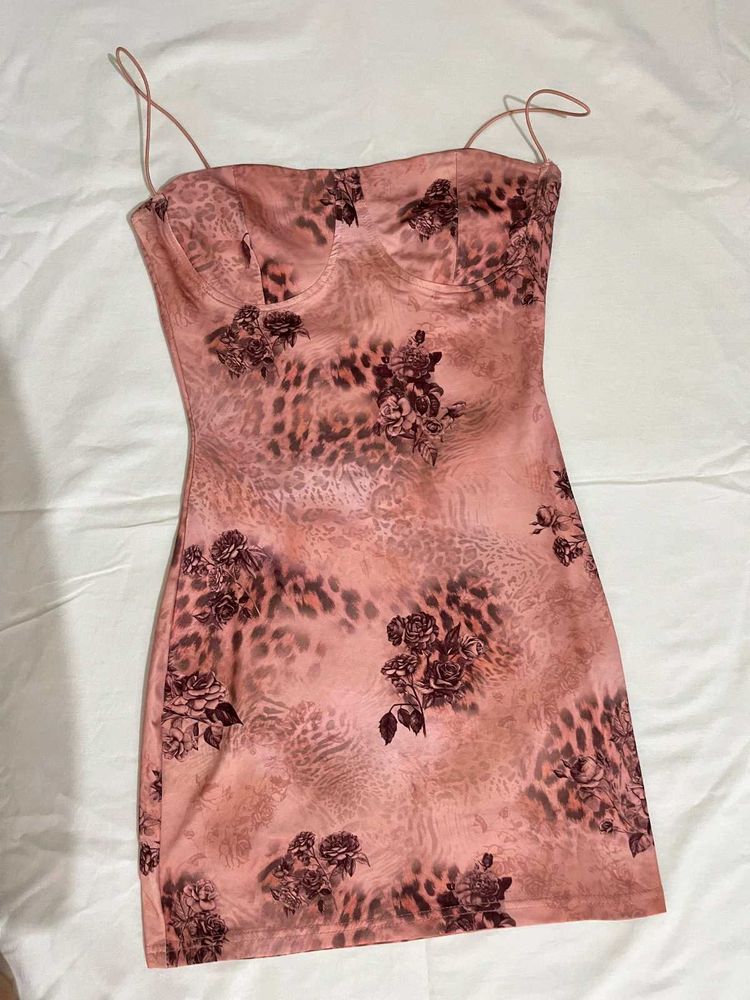 Stunning Pink Floral Print Mini Dress