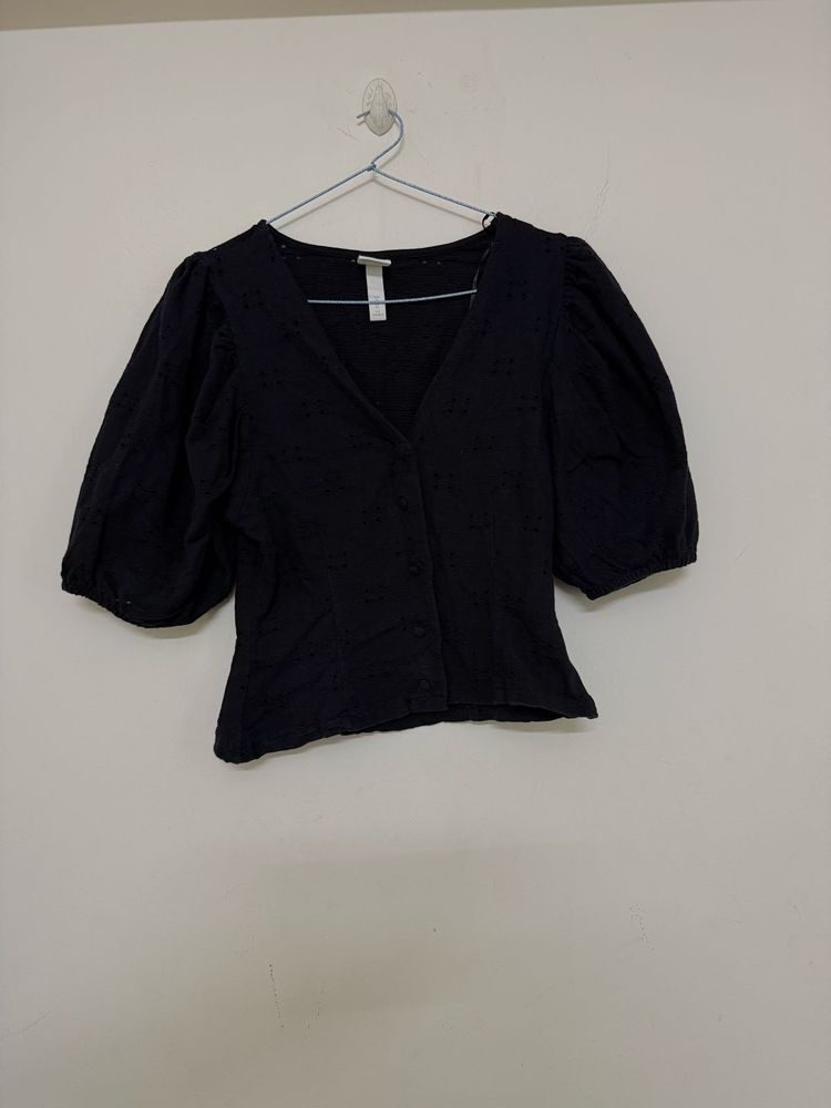 Stylish Black Puff Sleeve Blouse